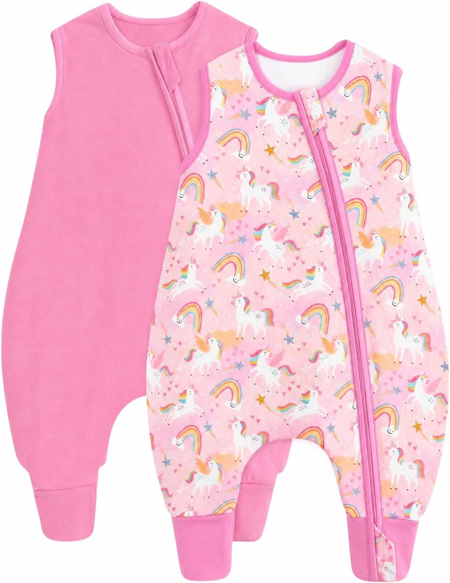 Thijox - Slaapzak met Voeten voor Kinderen - 2 Stuks - 100% Katoen - 1 TOG - Ideaal voor Het Hele Jaar - Geschikt voor 6 Maanden tot 6 Jaar - Comforta