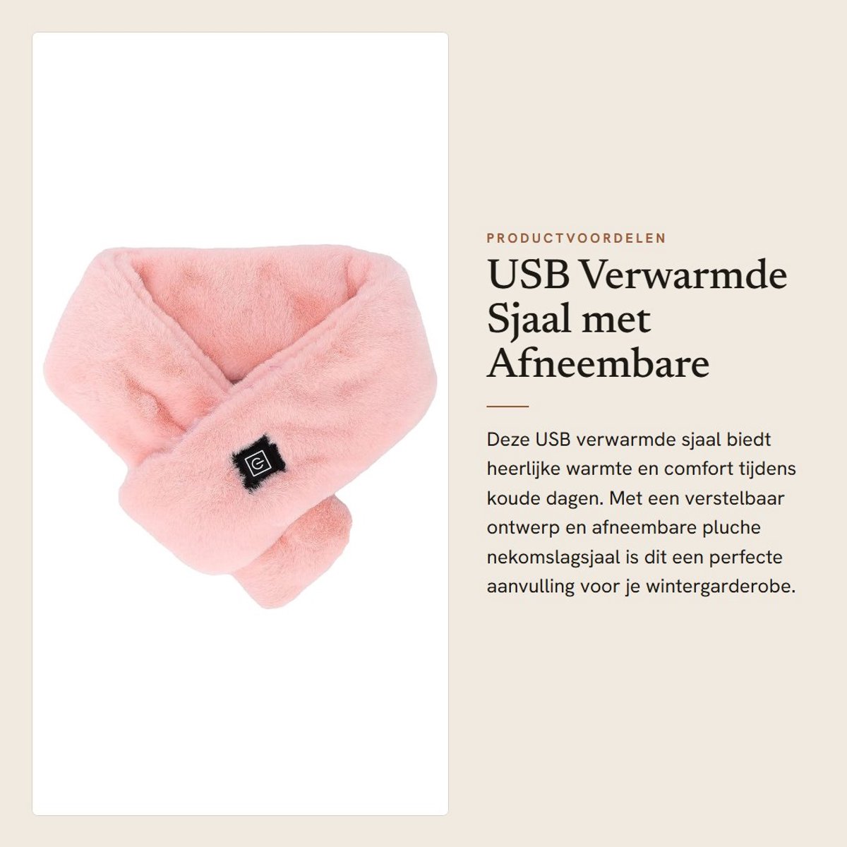 Dailygoods - USB Verwarmde Sjaal met Afneembare Pluche Nekverwarming