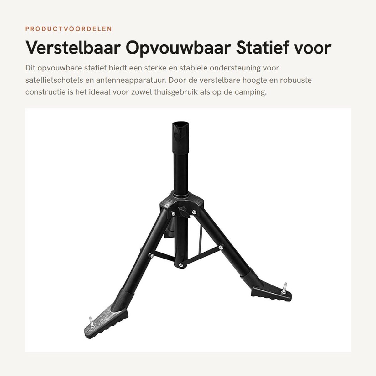 Dailygoods- Opvouwbaar Statief Sterk en Stabiel - Verstelbare Hoogte - Ondersteuning voor Antenne - Roestvrij Stalen Standaard - Geschikt voor Dak/Camping