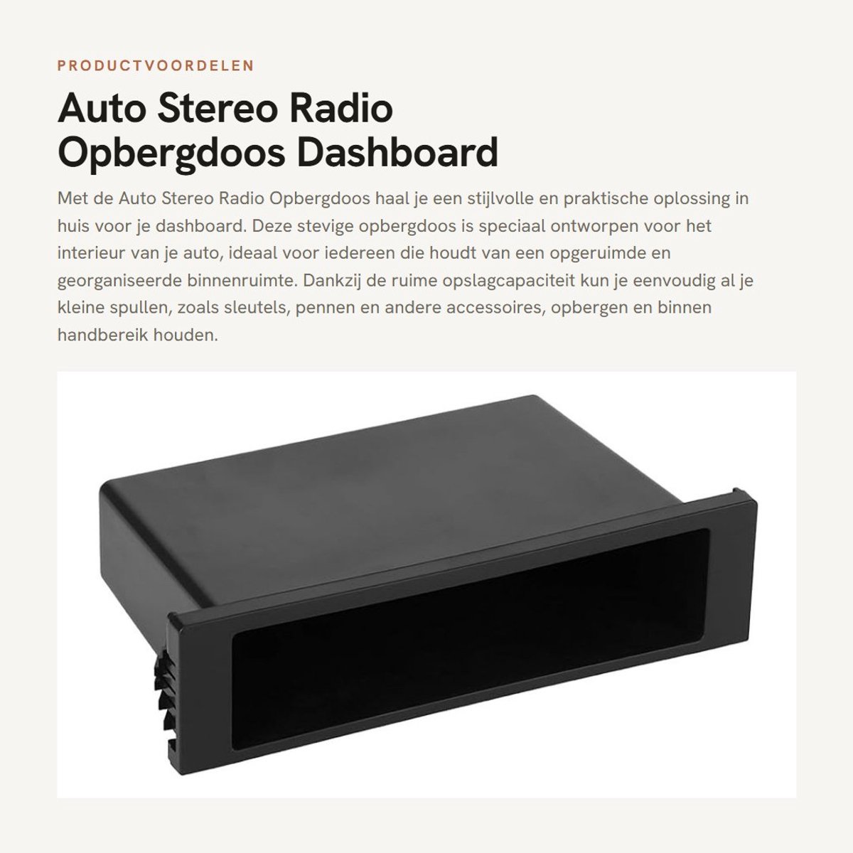 Dailygoods- Opbergdoos Grote Opslagruimte - Dashboard Opbergdoos - Radio Opslagdoos - Stevig Plastic - Professionele Kwaliteit - Opgeruimde Auto - Dashboardopbergbox