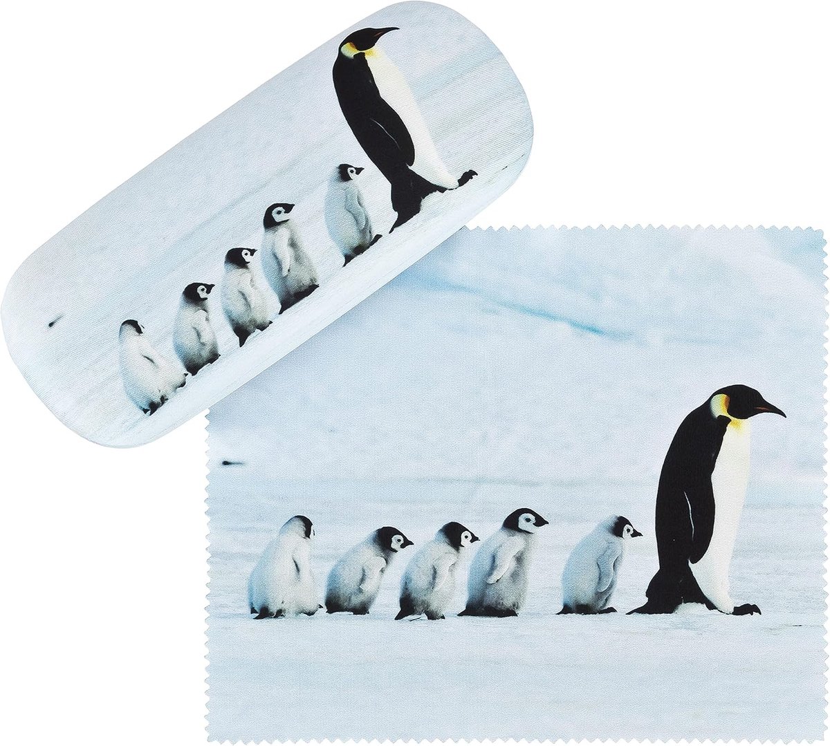 SnelShoppen - Brillenetui Pinguïns Brillenkoker Stabiele Reinigingsdoek Brilhouder voor Dames en Heren, Perfect voor Thuis en Onderweg, Uniek Design,