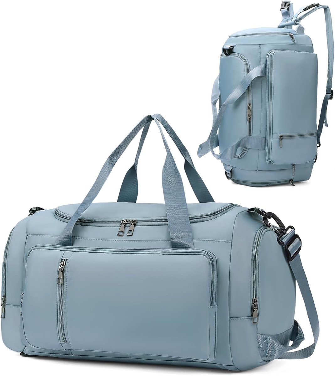 KZQ Reis tas met droog-nat vak en schoenenvak - Lichtgewicht sporttas voor yoga zwemmen en reizen - Blauw - Geschikt voor fitness gym en reizen