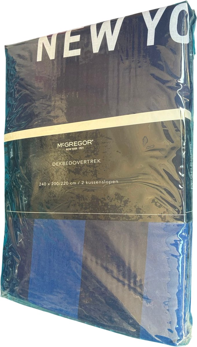 McGregor New York Satin Stripe Blue Dekbedovertrek kingsize 240x220