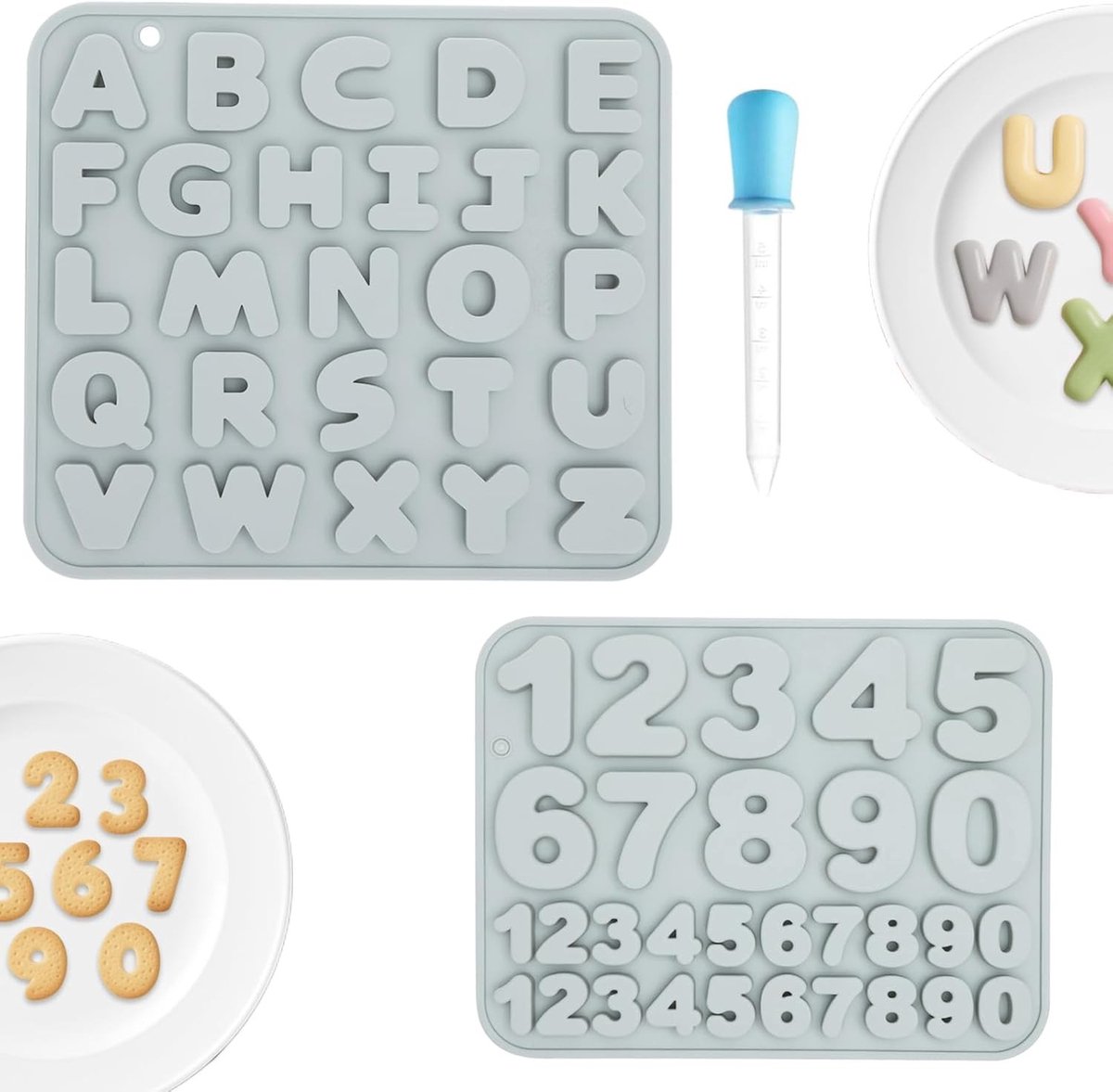 Siliconen Mallen voor Letters en Cijfers - DIY Bakvormen voor Chocolade, Zeep en Epoxyhars - Flexibel en Herbruikbaar voor Kinderen en Creatieve Projecten