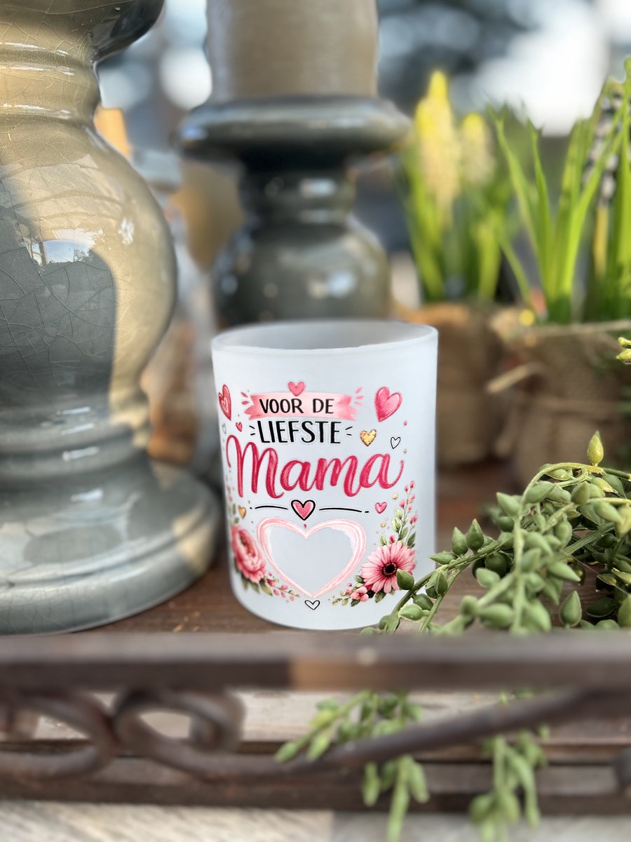 Creaties van hier - Theeglas mat - Liefste mama - mok - moederdag