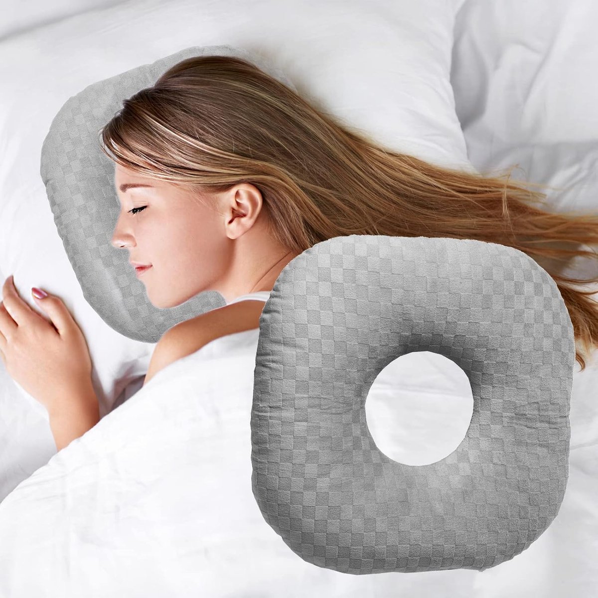 Piercing Kussen - Oorkussen - Donut Kussen met Gat - Hoofdkussen Zijslaper - Kussen met Oorgat - Drukverminderend - Voor Oorpiercings Oordoppen en Zijslapers