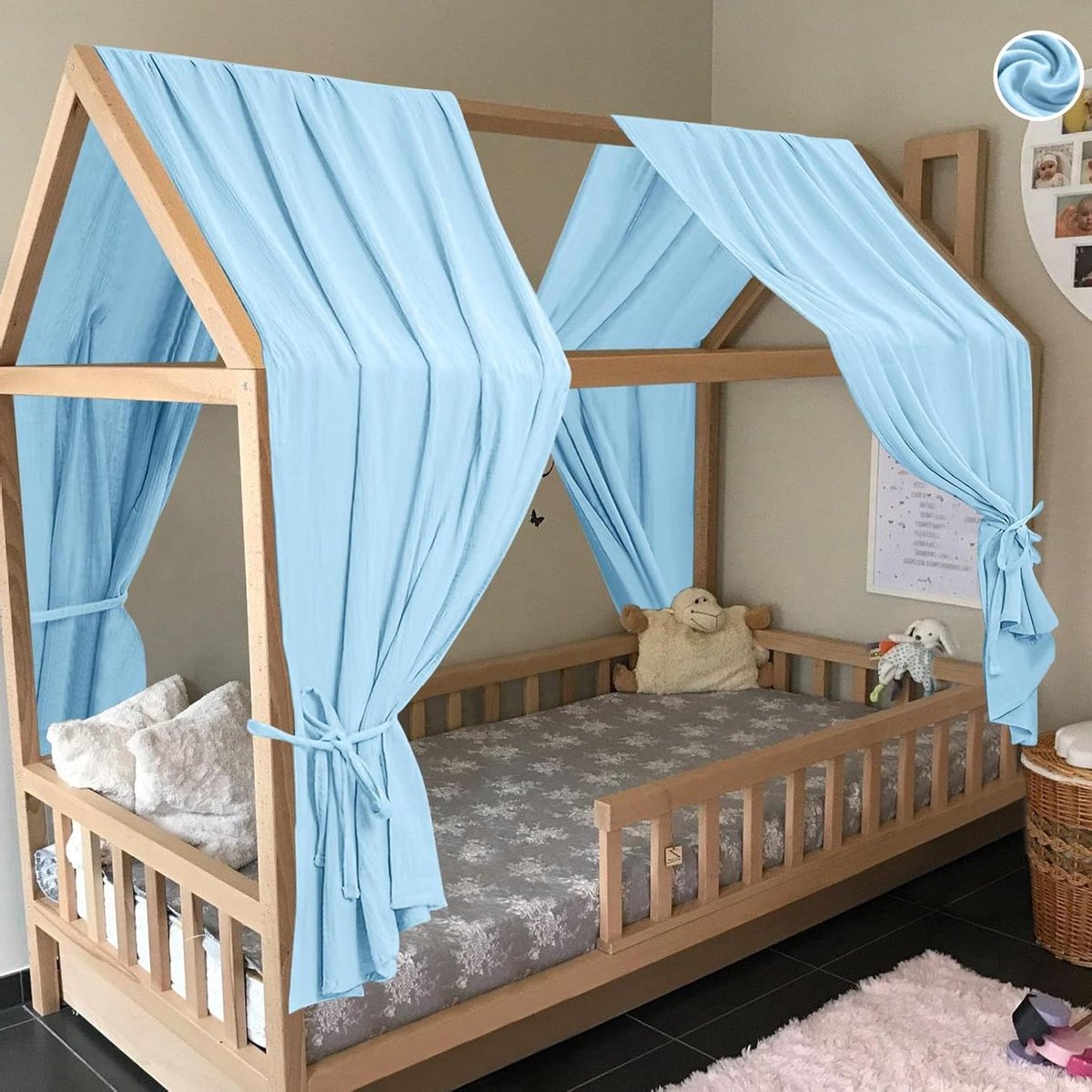 Bedhemel Decoratie - Mousseline Set - Kinderkamer Aankleden - Zachte Katoen Stof - 2 Stuks - Wit
