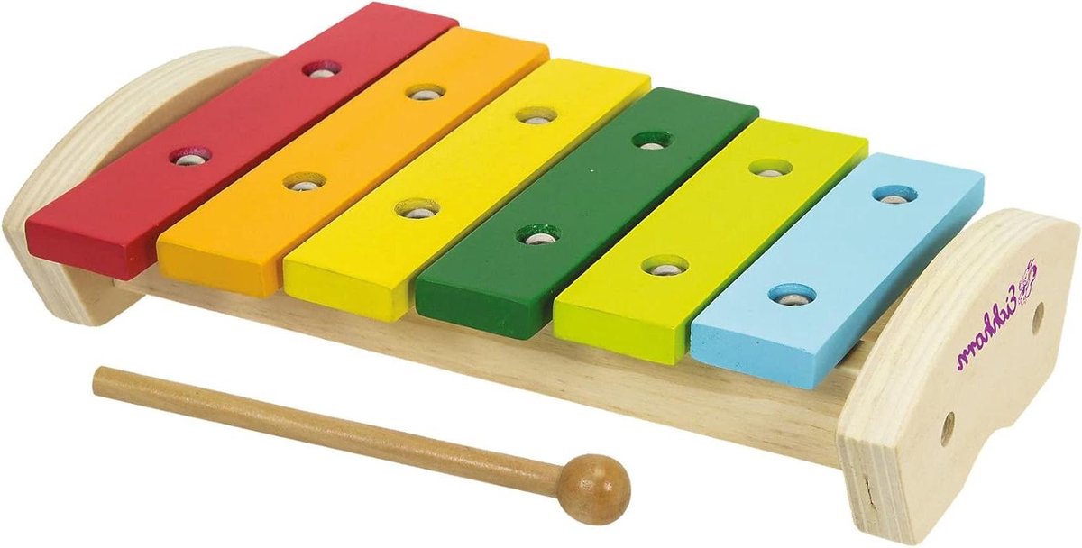 Houten Xylofoon - Muziekinstrument Kinderen - Muziek Ontdekken - FSC Gecertificeerd Hout - 24 x 15 cm - Gekleurd