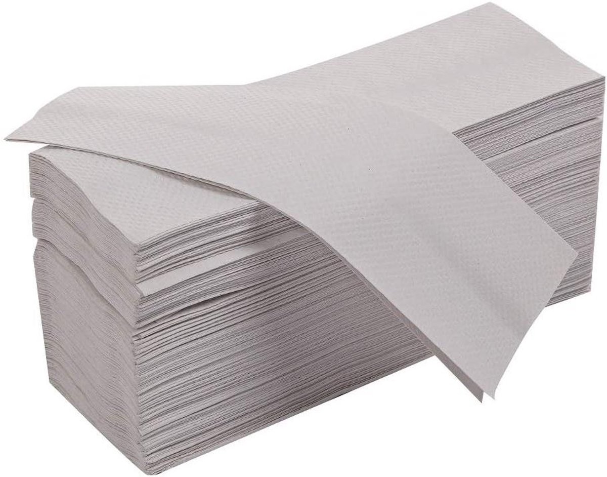 Papieren Handdoeken - Vouwdoeken - Hygiënisch Werken - Hoge Absorptiekracht - 5000 Vel - Grijs