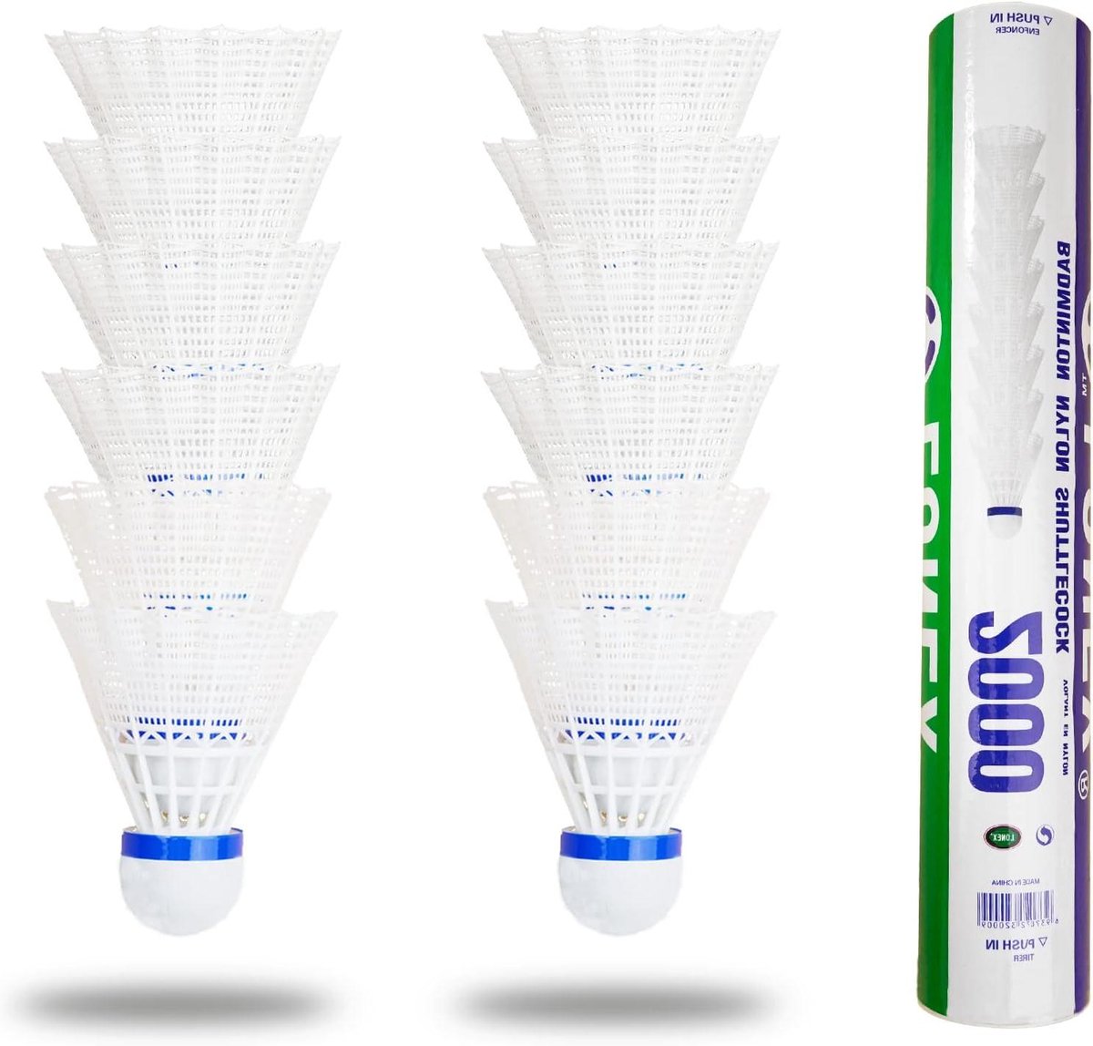 Badminton Shuttles - Veerballen - Sport en spel - Duurzame nylon constructie - 12 stuks - Wit