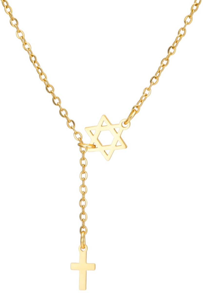 halsketting voor dames, zespuntig hexagram, joodse ster, Christuskruis, christelijke religieuze sieraden, cadeau Israël Chanoekka