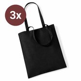 Sacs en coton - 40 x 35 cm - 3 Pièces - Noir - Écologique - Qualité supérieure - Coton - Sac - Sac à bandoulière - Été