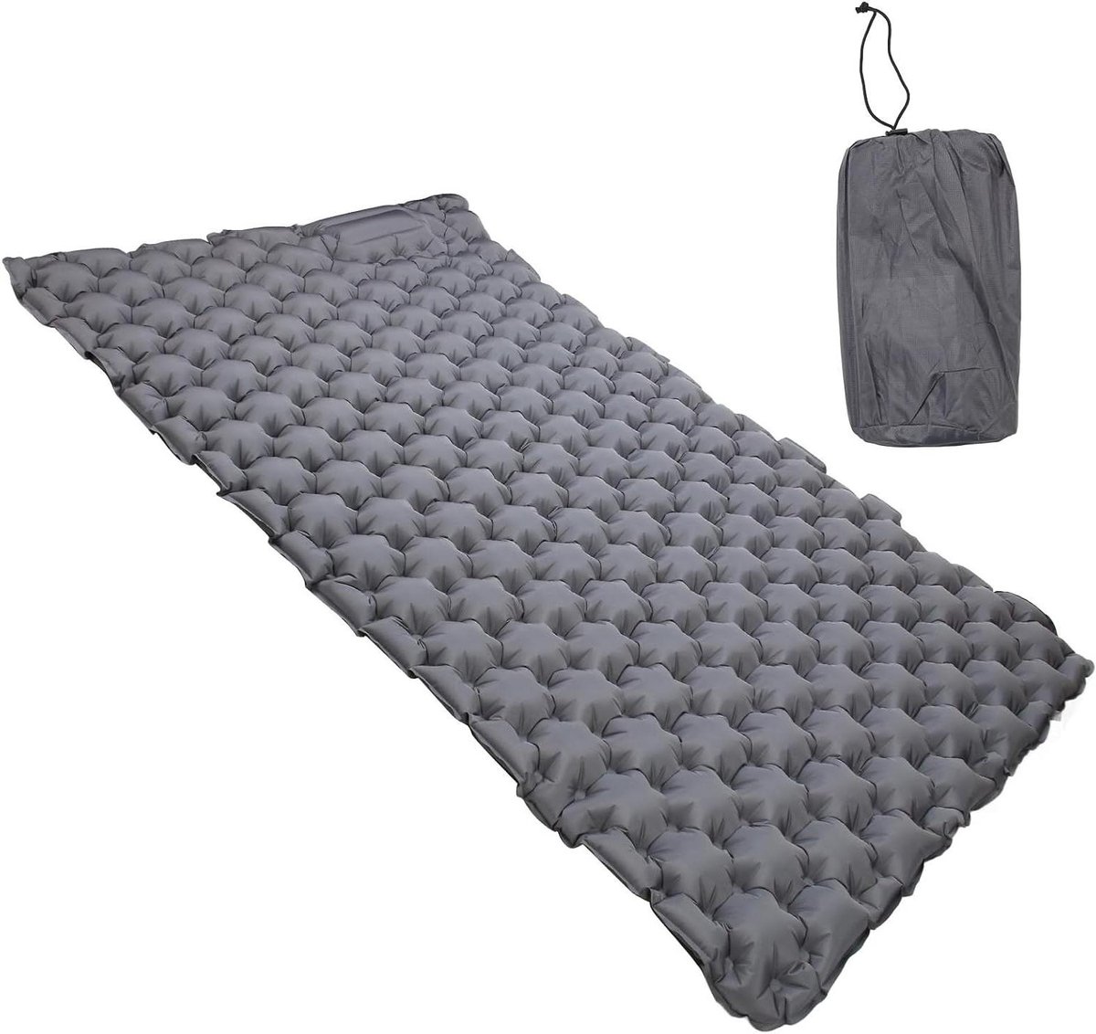 Kampeer Slaapmat - Luchtbed Outdoor - Comfortabel Kamperen - Voetpomp Inflatie - 196 x 123 cm - Grijs