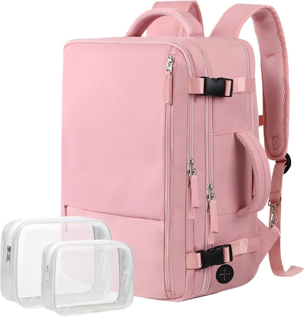 KZQ Waterdichte reisrugzak voor vliegtuigen - 16 inch laptopvak - Casual daypack voor weekenden en wandelen - Roze
