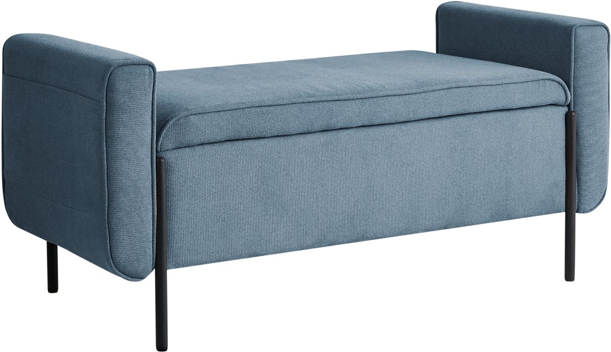LEWES - Opbergbankje - Blauw - Polyester