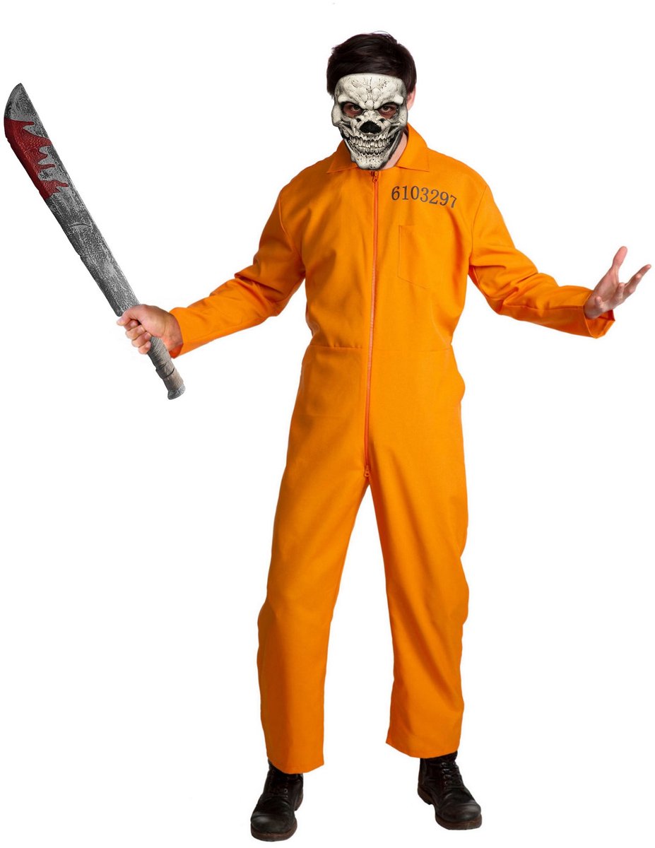 Killer Gevangene Horror Clown Kostuum - Carnaval Halloween Fasching