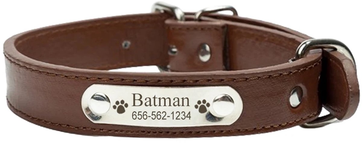 OLOEY Hondenhalsband voor kleine-middelgrote en grote honden en puppy's(Bruin-M)