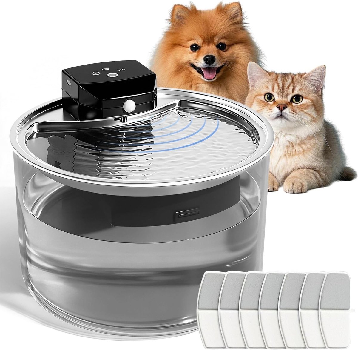 Waterfontein voor Katten en Honden 3L met Beweging Sensor, 3000 mAh Accu, Stil en BPA-vrij