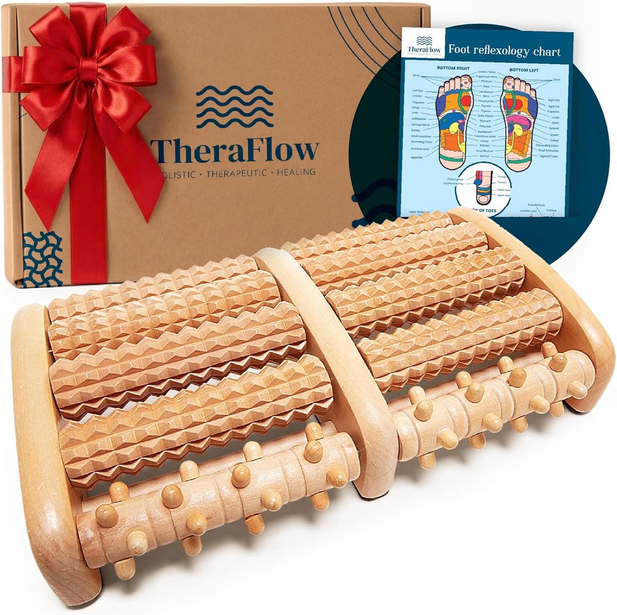 Thijox - TheraFlow Roller voor dubbele voetmassage - Groot - Ontspanning en verlichting van plantaire fasciitis, hiel- en boogpijn - Inclusief instruc