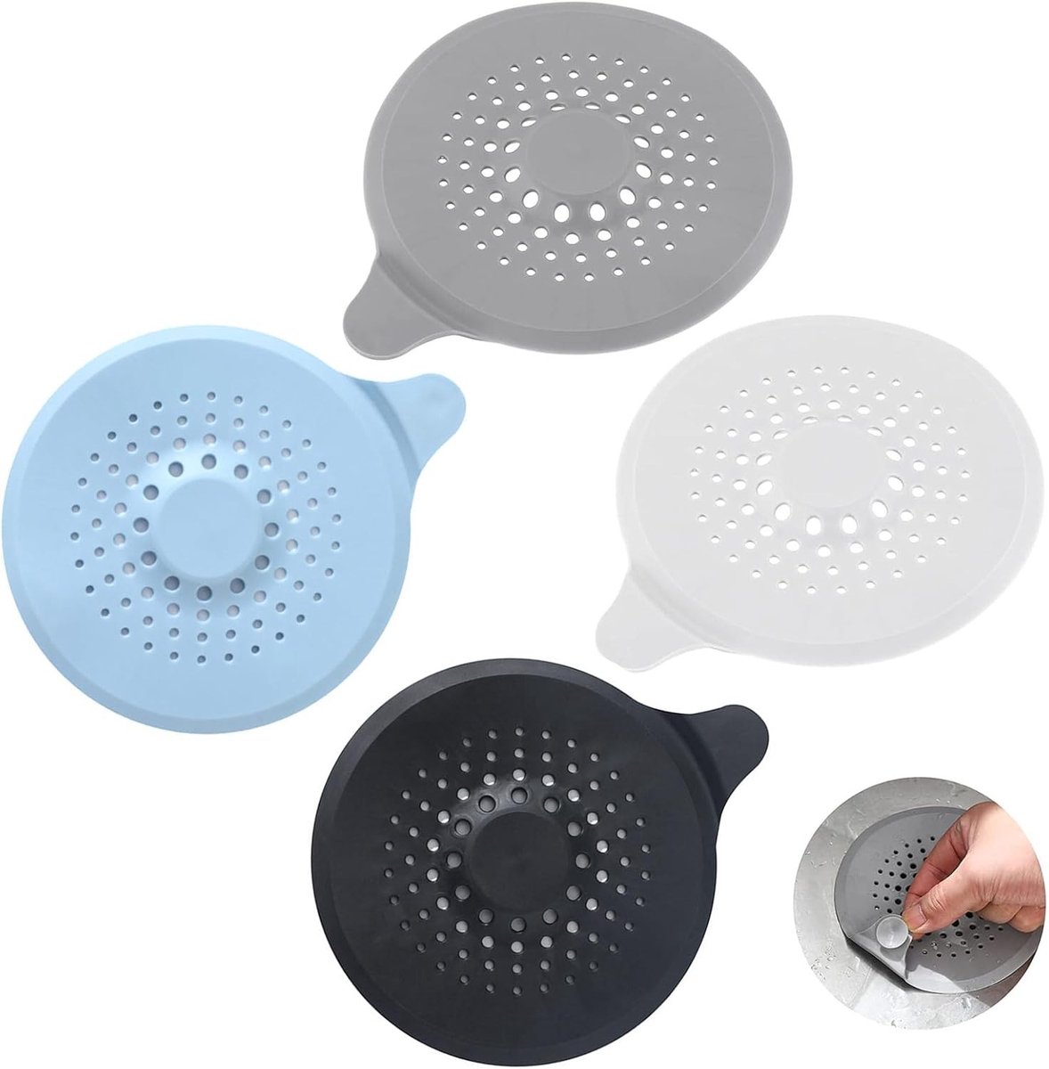 4-Delige Silicone Haarvanger voor Doucheafvoer - Opvouwbare Afvoerfilter met Zuignap voor Bad en Wastafel, Effectieve Bescherming tegen Haarverstoppingen