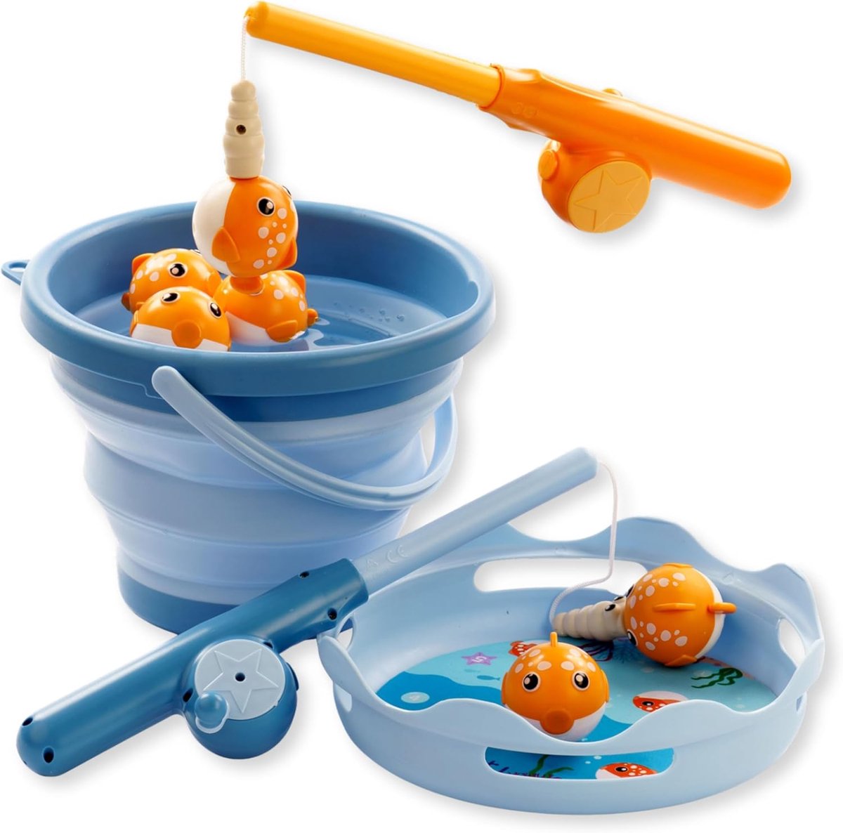 SnelShoppen - Magnetisch Hengelspel Fishing Game-set voor Kinderen, Telescopische Hengel, 3 Liter Vouwemmer, BPA-vrij voor Binnen en Buiten, Perfect v