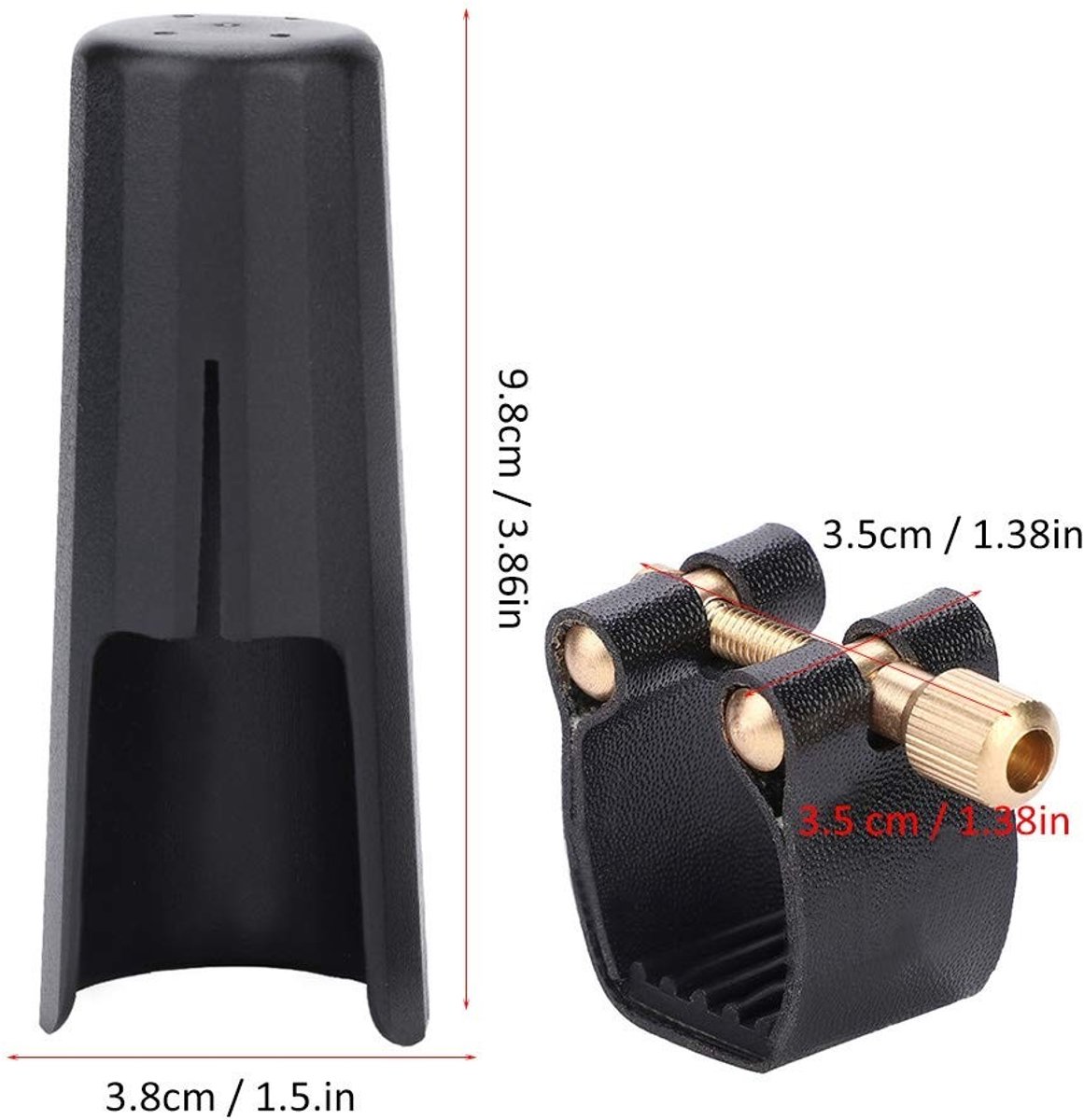 Dailygoods- Blattschroef PU - Tenorsaxofoon - Kunststofdop - Bakeliet Mondstuk - Lichtgewicht - Duurzaam Materiaal - Saxofoonligatuur