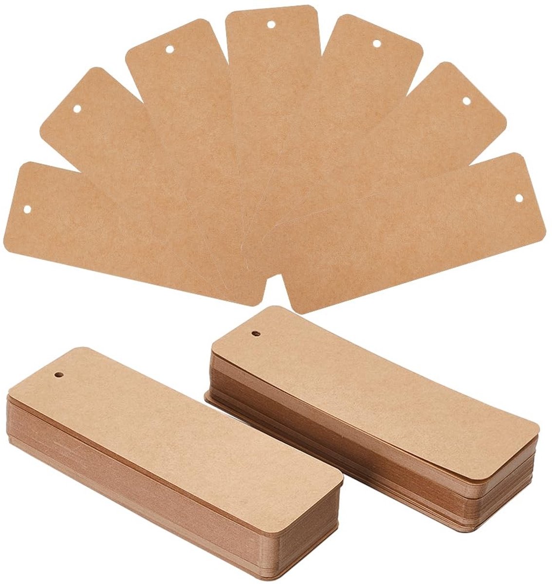 Dailygoods- Bladwijzers 150 stuks - Blanco Kraftpapier - Cadeaulabels met gat - Eenvoudig te versieren - Voor DIY projecten - Comfortabel in gebruik