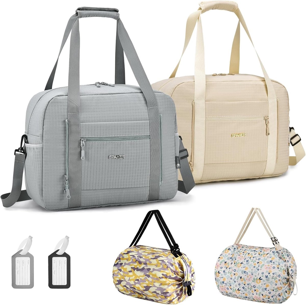 Reisbagage 2X 20L Handbagage Sporttas Weekender Vouwbare Reistas met Opbergzakken en Vochtzak voor Dames en Heren