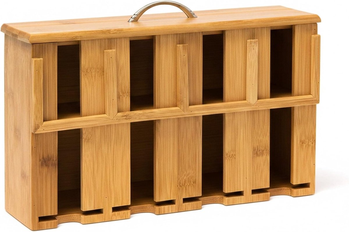 Thijox - Bamboe Theedoos 4-vaks voor 160 Theezakjes - Grote Theekist Organizer in Natuur - Stijlvolle Theeopberger voor Keuken, Feest en Tuin — cadeau in Wonen & Interieur - foto 6