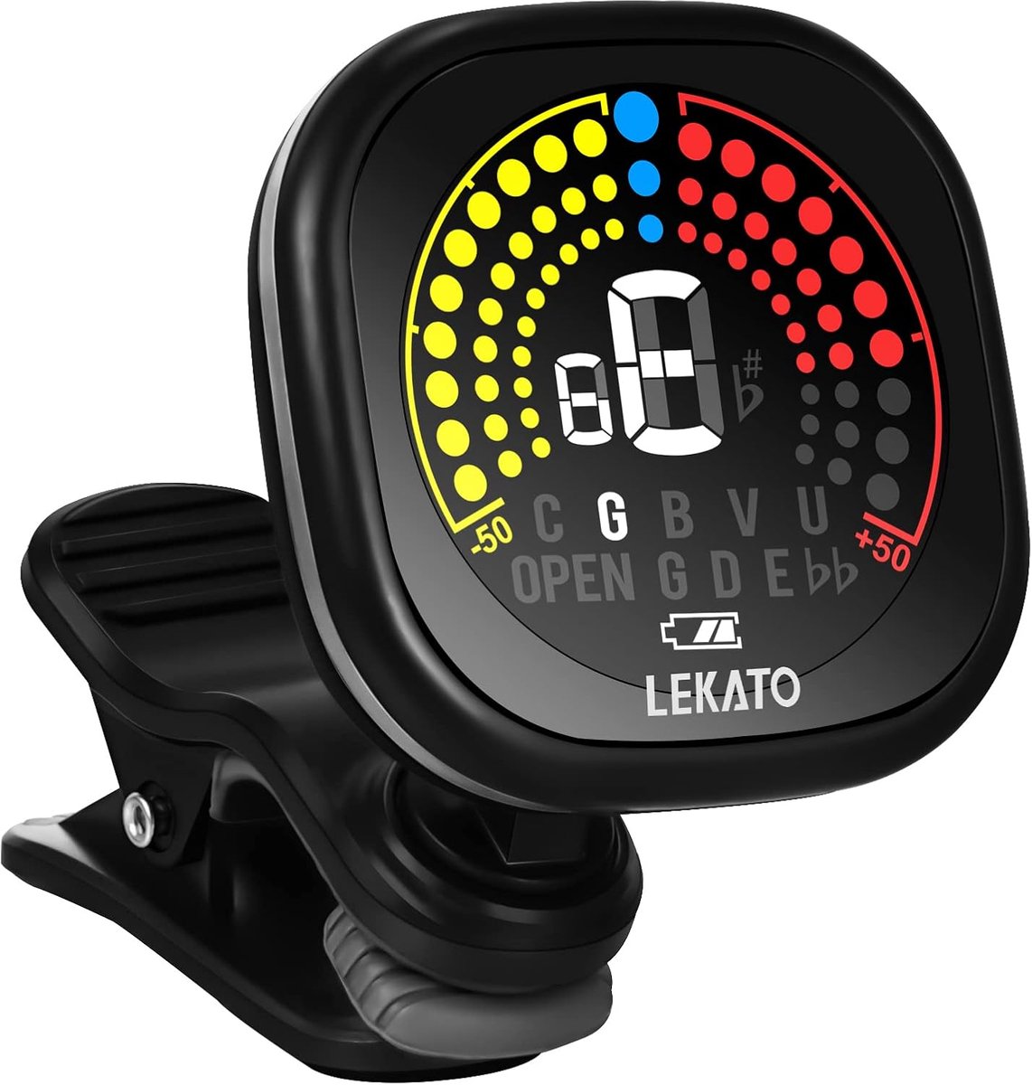 Thijox - Oplaadbaar Clip-On Gitaarstemapparaat met LED-kleurendisplay, Chromatisch Stemapparaat voor Gitaar, Viool, Bas, Ukelele en Chromatische Stemm