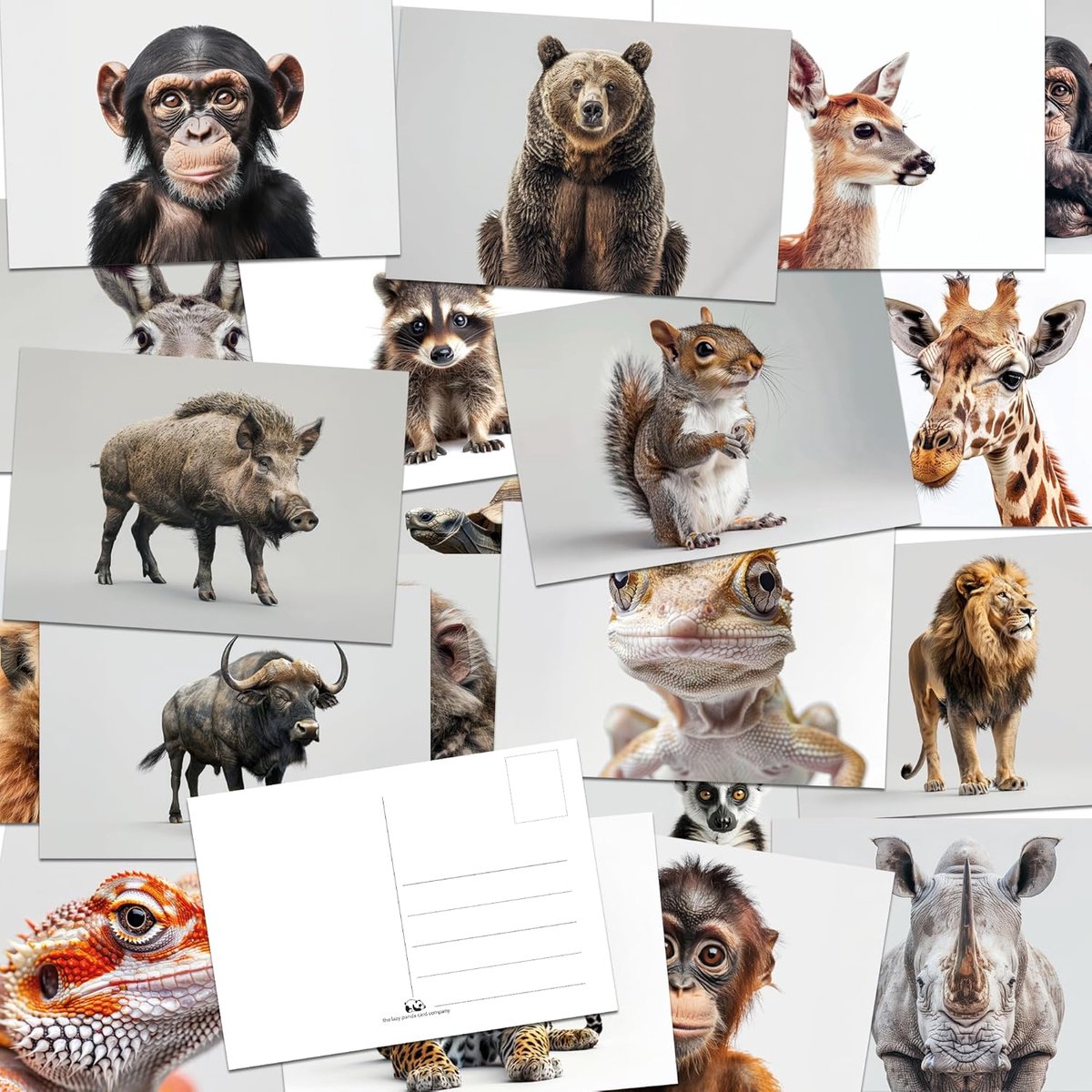 Thijox - 64 Dierenansichtkaarten - Schattige en Indrukwekkende Dieren op Geïsoleerde Achtergronden - Perfect voor Verjaardagen, Feestdagen en Verzamel