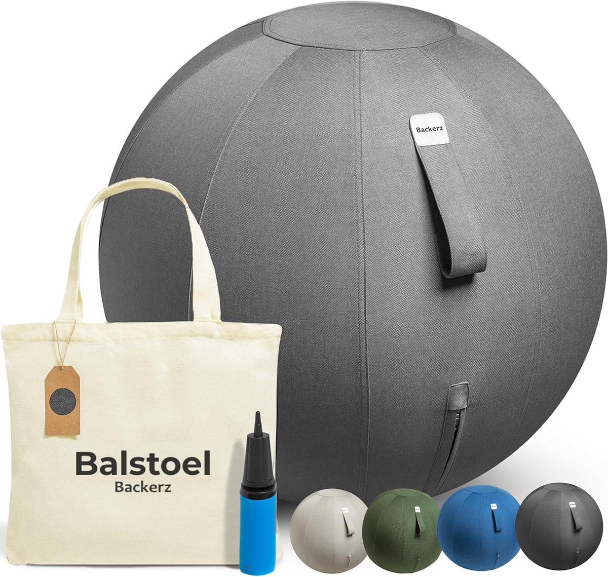 Thijox - Backerz Zitbal 75 cm - Ergonomisch Zitmeubel voor Kantoor en Thuiskantoor - Duurzame Stof - Gymnastiekbal - Fitnessbal - Balstoel met Balkuss