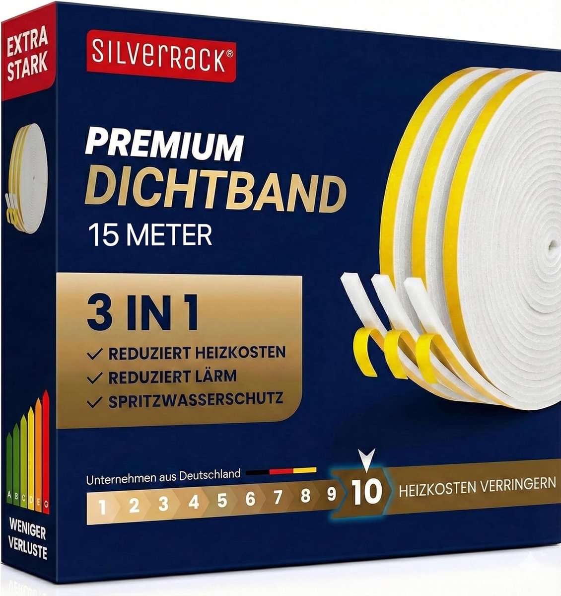 SnelShoppen - Zelfklevend Sealing Tape 6 mm x 1.5 mm - Hoogwaardige Foam Tape voor Deur en Raamisolatie - Witte Isolatietape tegen Koude Tocht - Perfe