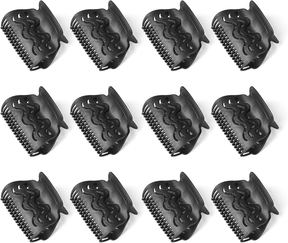 Thijox - Hivexagon 12 Stuks Krulspelden Houder voor Kleine, Middelgrote en Jumbo Haarstukken, Zwart - Perfect voor Feesten, Styling en Professioneel G