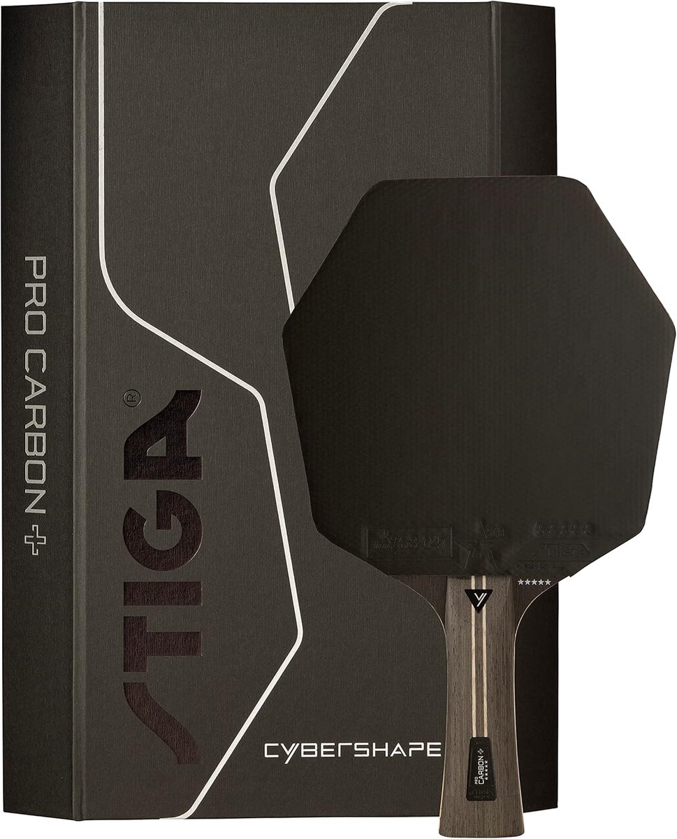 SnelShoppen - Professioneel Tafeltennisracket 5-sterren - STIGA Pro Carbon+ Cybershape - Offensief Batje met Zeshoekige Vorm - Ideaal voor Competitie