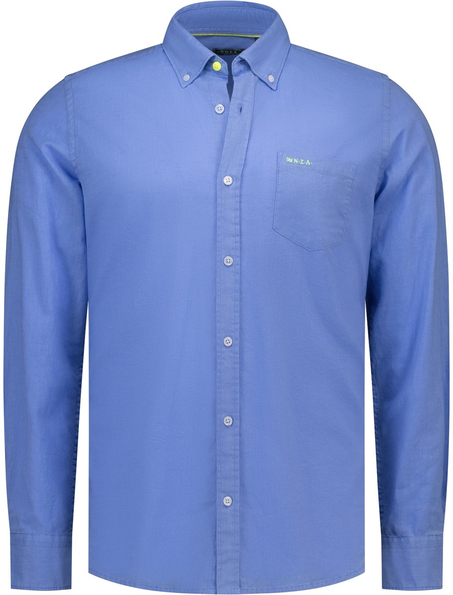 NZA - Heren hemd - Maat M - Mannen - blauw - Vlas of linnen