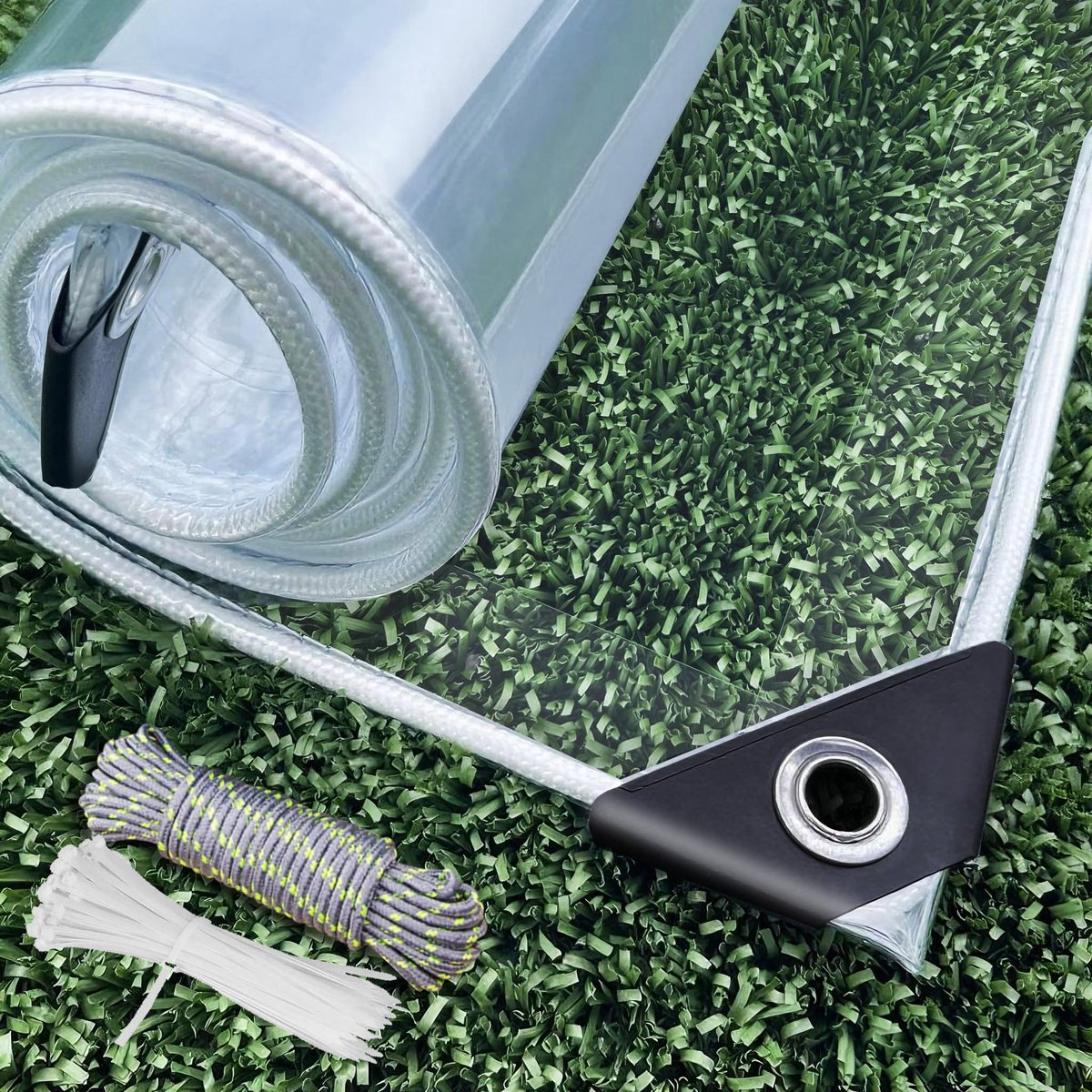 Dailygoods- Dekzeil Waterdicht 450 g/m² - Doorzichtig Zeildoek - Scheurvast - Zwaar Belastbaar - Versterkte Hoeken - Voor Buitengebruik
