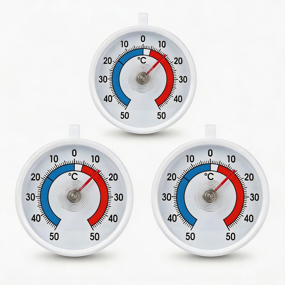 Dailygoods- Koelkastthermometer analoog - 3 stuks - Ø 7 cm - temperatuur + - 50 °C - voor vriezer/ijsvak - duurzaam ontwerp - Thermometer