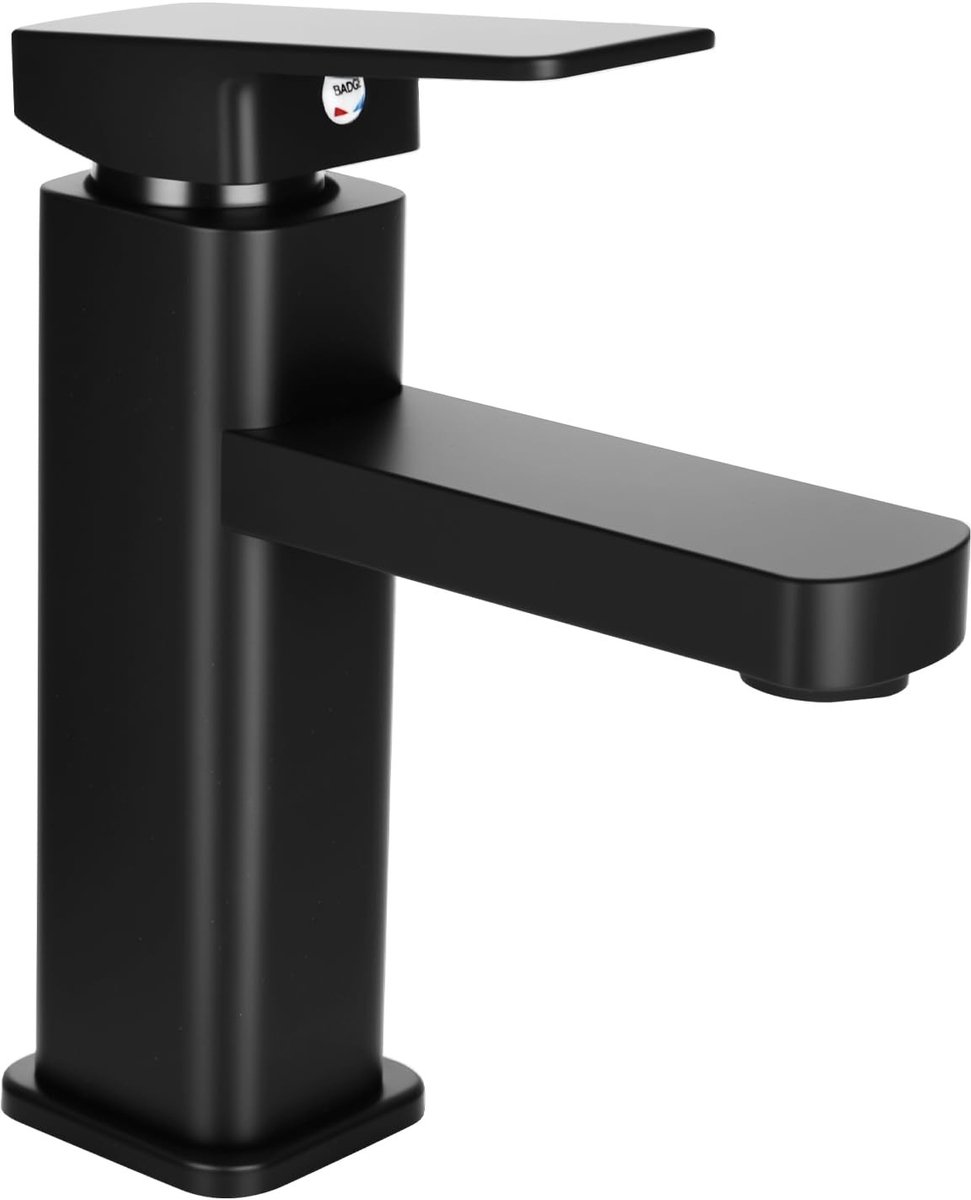 Dailygoods - Kraan Badkamer Wastafel Kraan Zwart Wastafelmengkraan Warm en Koud Kraan Eengreepsmengkraan Mat Zwart Badkraan voor Badkamer Wastafel Roestvrij Staal Messing