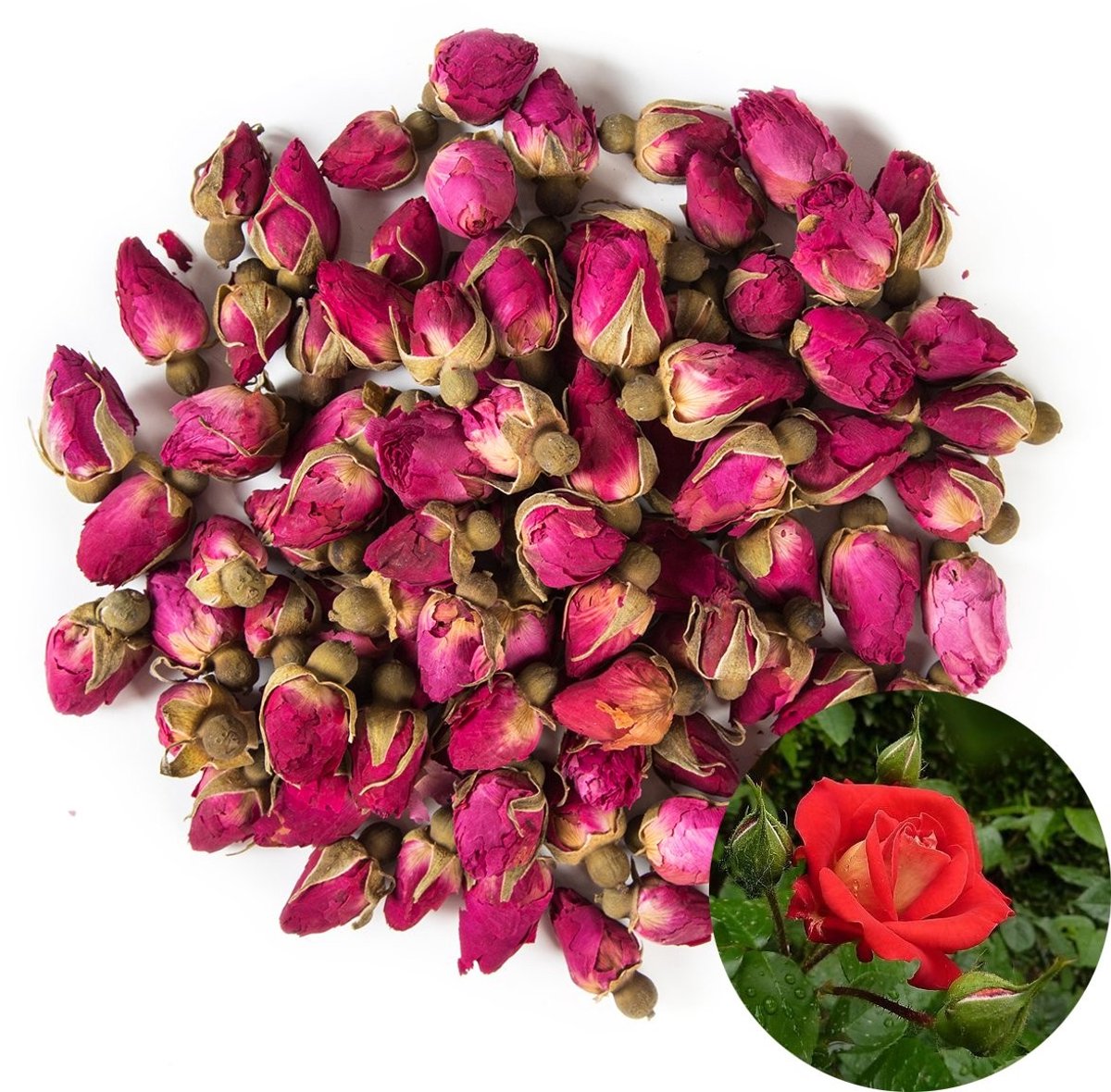 Dailygoods - Geurige Natuurlijke Rode Rozenknoppen - Gedroogde Bloemen 115g