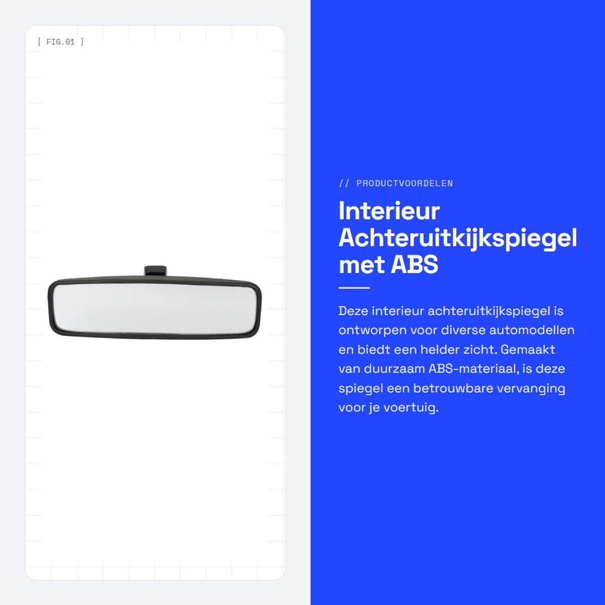 Dailygoods- Achteruitkijkspiegel ABS Behuizing - Interieur Achteruitkijkspiegel - Past voor 107/206/106 - Geschikt voor C1/JUMPY - OEM 814842 - Brand New - Interieurspiegel