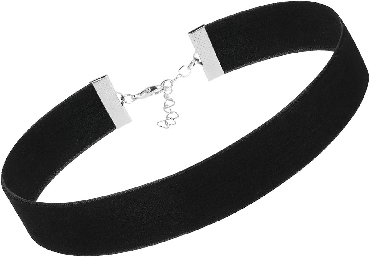 Zwarte Fluwelen Choker Ketting voor Dames en Meisjes - Verstelbare Goth Sieraad - Brede Zwarte Band - Perfect voor Halloween, Verjaardagsfeest en Cosplay