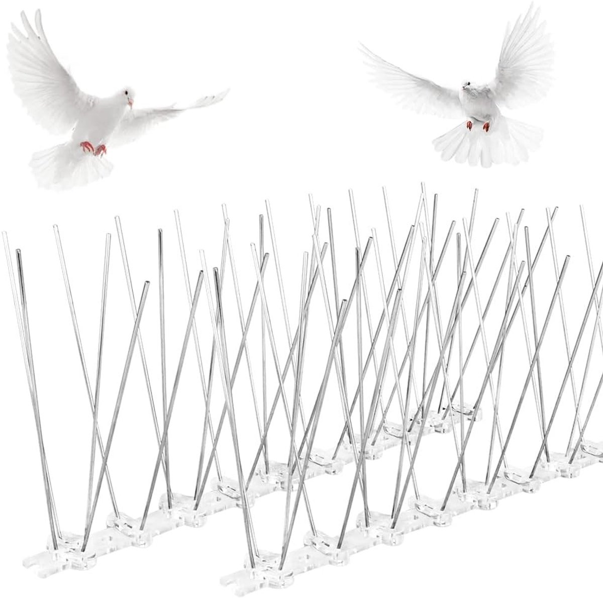 Roestvrijstalen Vogelwerende Spikes voor Bescherming tegen Duiven op Dak, Balkon en Tuin, Eenvoudig te Monteren, Effectieve Oplossing tegen Duivenoverlast 12 x 25cm