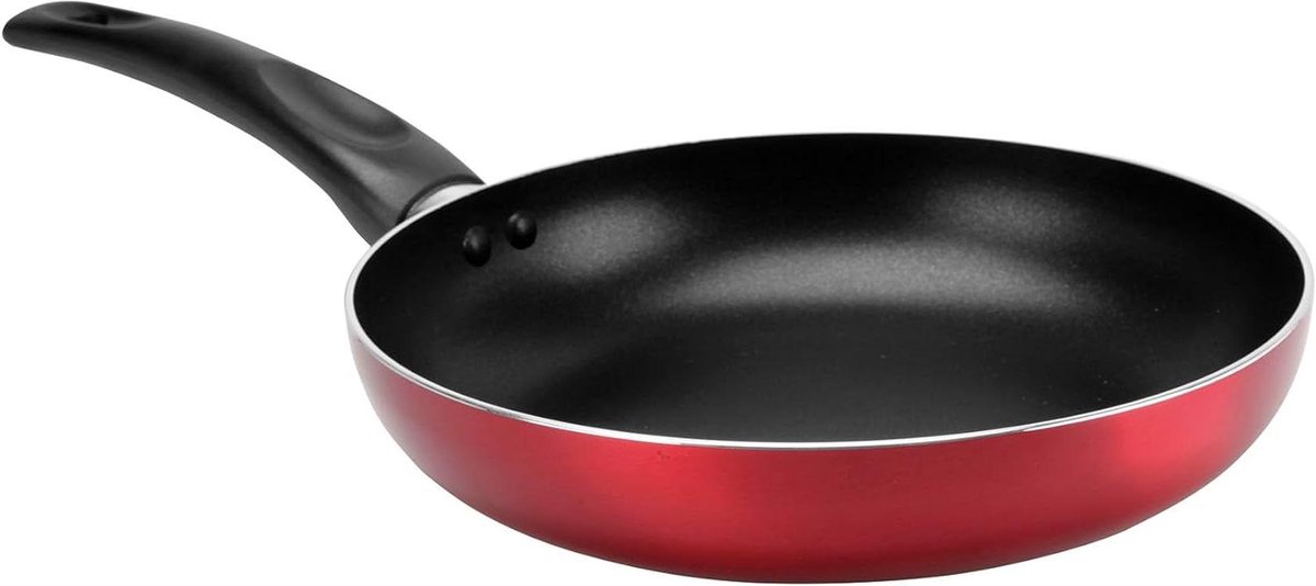 Koekenpan Aluminium Anti-aanbakpan Dagelijks Koken Optimale Warmteverdeling Ø 24 cm Rood Metallic