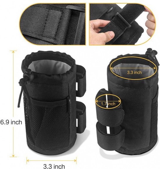 1 stuk - Bidonhouder met klittenband - Universele bekerhouder - Zwart - Bidonhouder - Bidonhouder voor fietsstuur - 8,5*8,5*17,5 cm — afbeelding 3