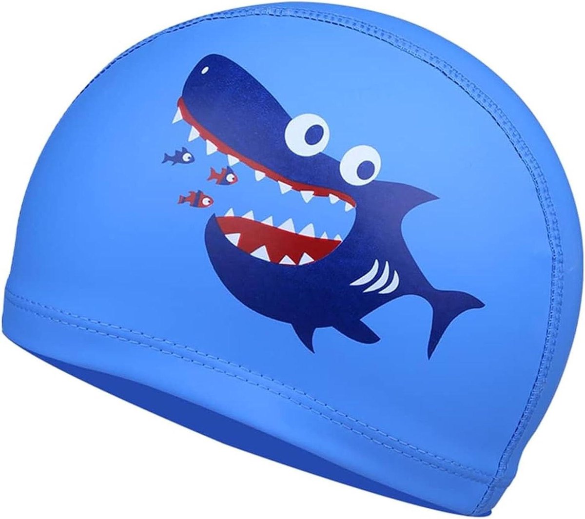 Kinder Zwemkap - Jongens Meisjes - Beschermt Haar - Zachte Elastische Pasvorm - One Size - Blauw