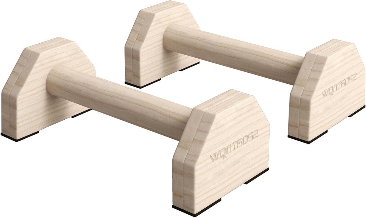 Push-up Handvatten - Krachtgrepen - Spier Training - Robuust Beukenhout - 30x13x10 cm - Natuurlijk Hout