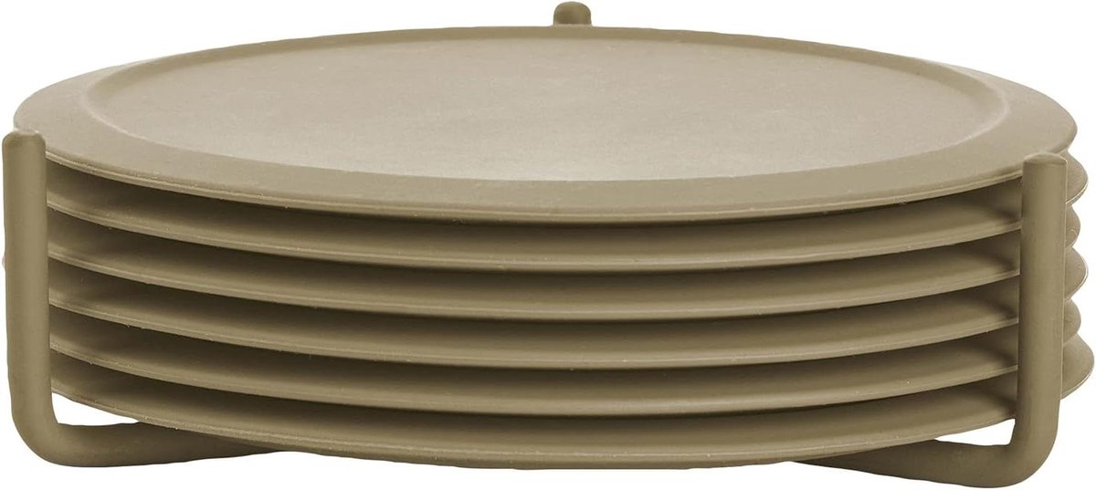 Silicone Onderzetters - Set van zes - Tafel Beschermen - Flexibel Materiaal - 6 Stuks - Kaki