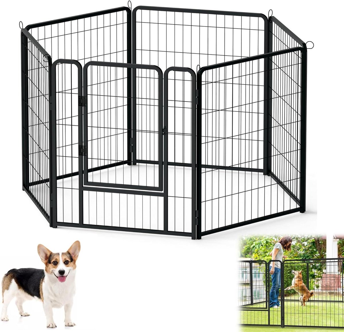 Dierenren Set - Puppy Ren - Veilig Spelen - Modulair Ontwerp - 80 x 65 cm - Zwart