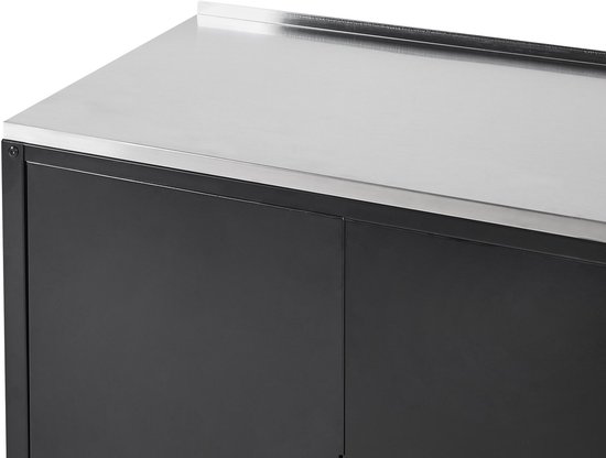 VILAMA - Tuin kookeiland met spoelbak - Zwart - 3-delig - RVS — afbeelding 4